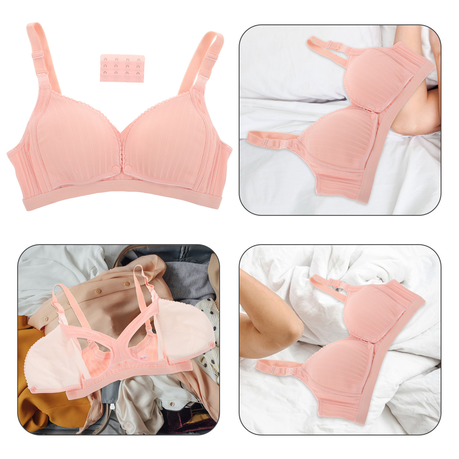Nursing Bra Clip - Wireless Nursing Bra Pink Ribbed Thin