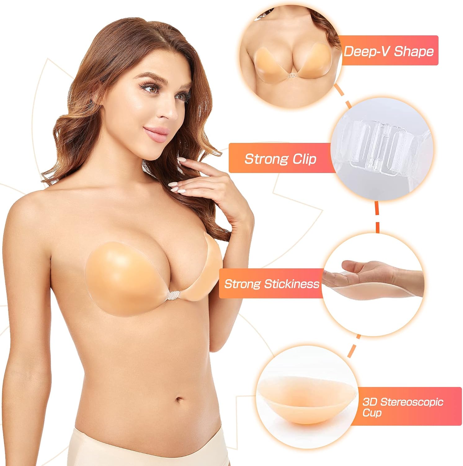 Push-Up Wire-Free Solid Silico - Strapless Bra Adhesive 评论和价格