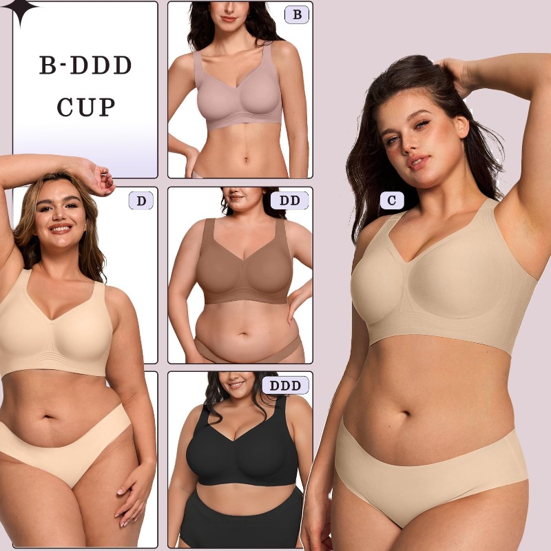 Plus Size Wireless Jelly Bra W - Underwire Bra Padded 评论和价格