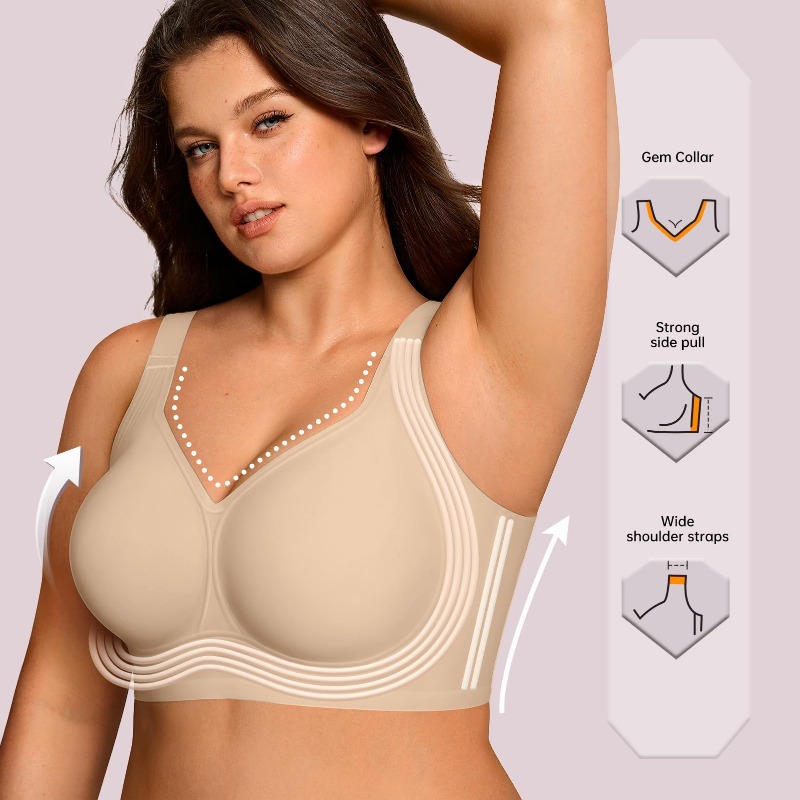 Plus Size Wireless Jelly Bra W - Underwire Bra Padded 评论和价格